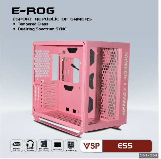 Vỏ Case VSP E-ROG ES5 Pink (No Fan)